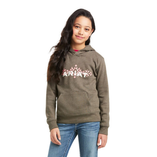 Ariat- Kids R.E.A.L Chest Logo Hoodie Brn/Pink (10037730)*