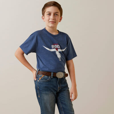 Ariat Boy's Rodeo Skull Tee - Navy (10045293)*********