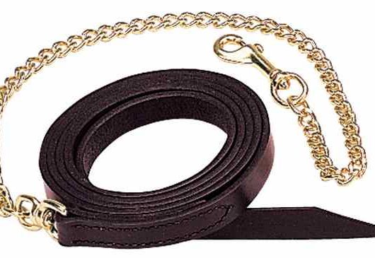 WEAVER-Single-Ply Leather Horse Lead 1" with 30" Brass Chain.