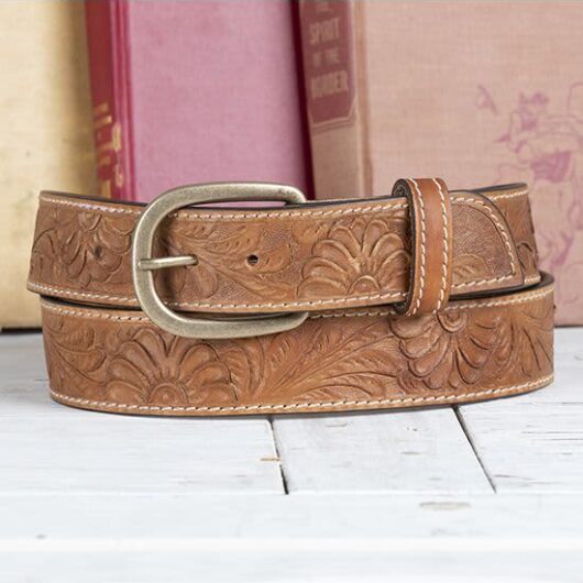 Cowgirls Rock- Ladies Belt 1 1/2" Brown Floral Tooled (9636300)