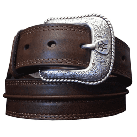 *Ariat - 1 1/2" Raised Center Line Dark Oiled Leather Belt (A1019444)