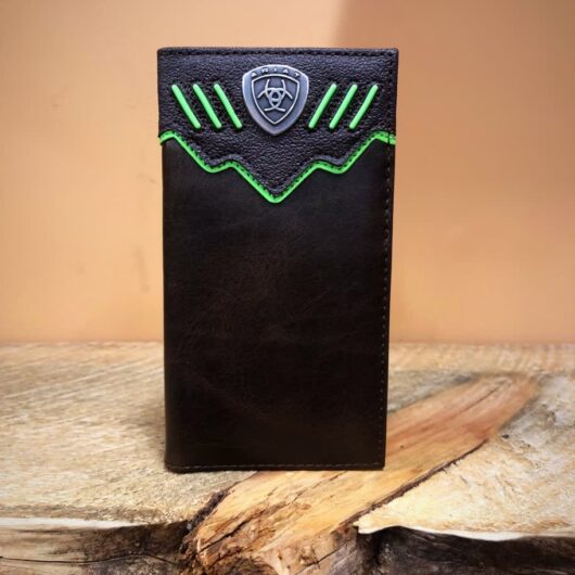 Ariat- Black With Green Inlay Rodeo Wallet