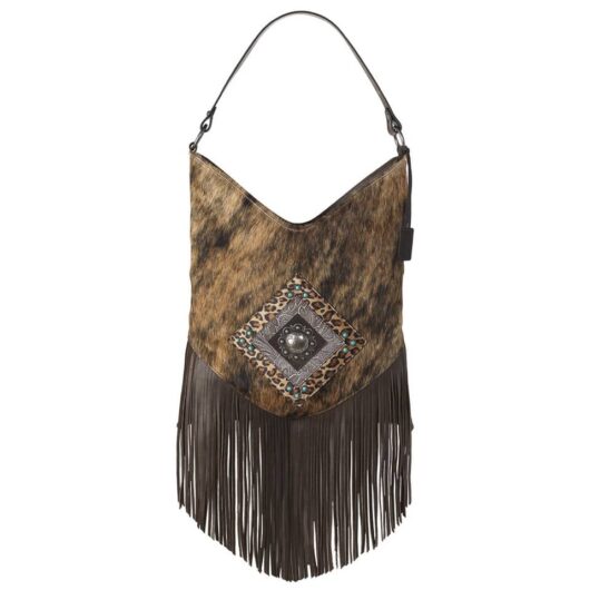 Ariat - Hide Shoulder Bag Fringe, w/Concho, Turq Accent Studs (a770004002)