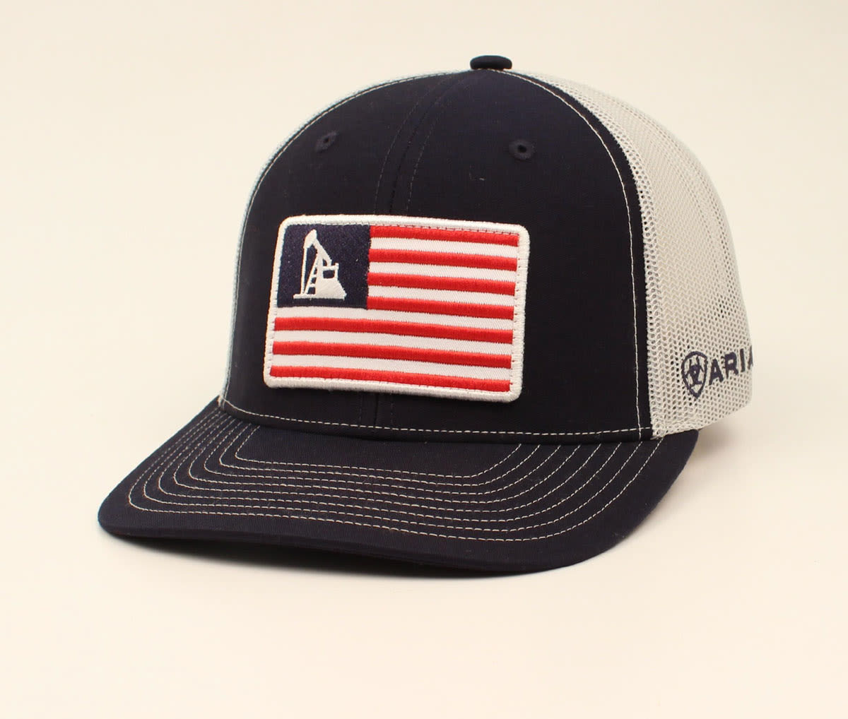A300009103-Ariat Mens Cap R112 OilRig USA Flag Patch Blue