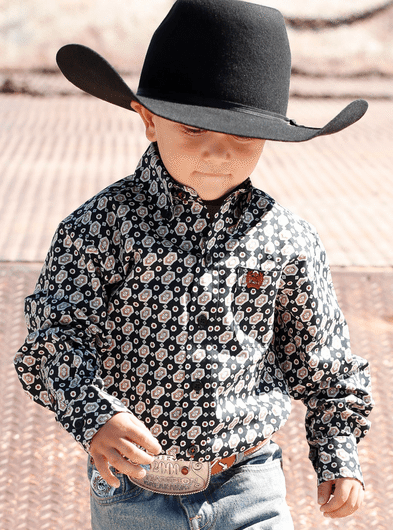 Cinch Infant's Black Geo L/S Button Down Shirt (MTW7062321)