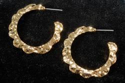 Blazin Roxx Ladies Earrings Hammered Hoops Gold