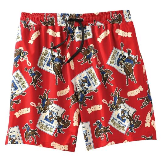 Cinch-Mens Red Rodeo Patterned Swim Trunks