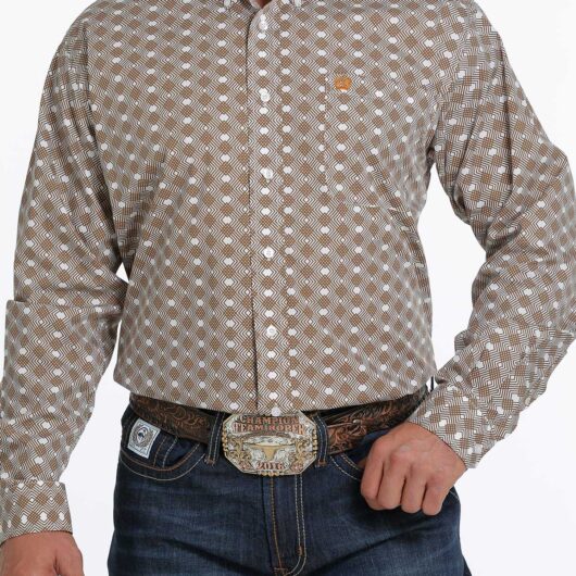 Cinch-Mens LS Diamond Print Brn/Gry Shirt (MTW1105256)*