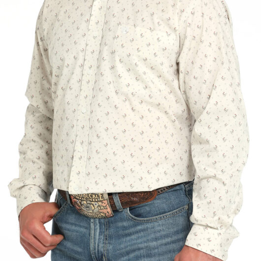 Cinch-Mens Chicken Pattern Long Sleeve Button Up