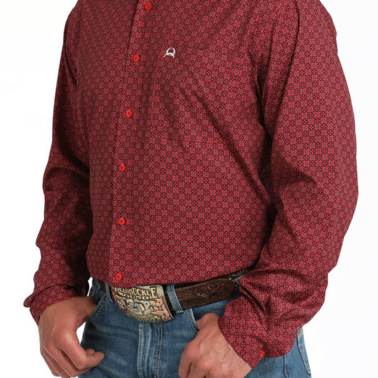 Cinch-Mens Red Arenaflex Long Sleeve Button Up