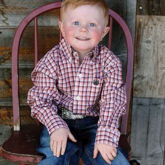 Cinch® Pink Windowpane Plaid LS Infant Shirt (MTW7062274)