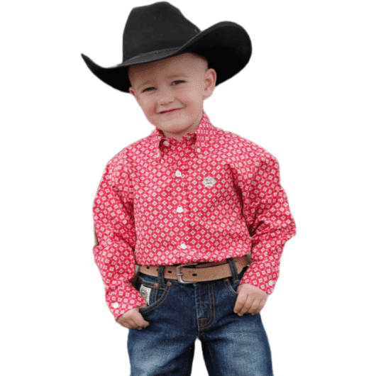Cinch Toddler's Red LS Button Down Shirt (MTW7061313)
