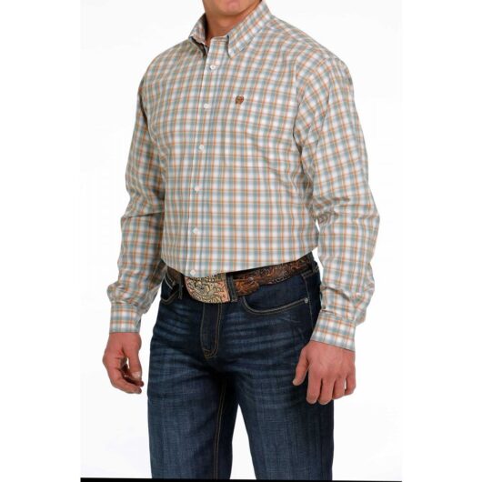 Cinch Men's L/S White Plaid Western Shirt (MTW1105467)***