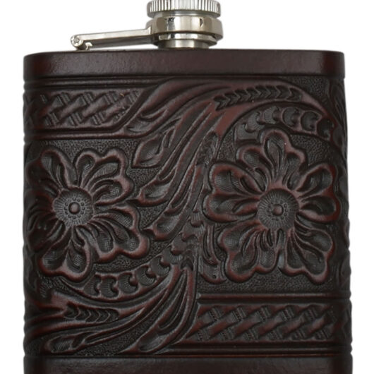 6 OZ TOOLED CHOC LTHR WRAP FLASK