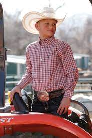 Cinch- Boy's Plaid Button Down Western Shirt Pink (MTW7061274)