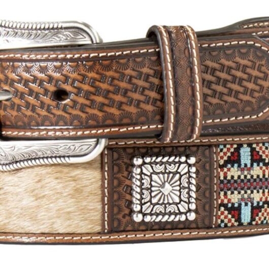 3D Men's Western Aztec Calf Hair Conchos Belt (D10001592)