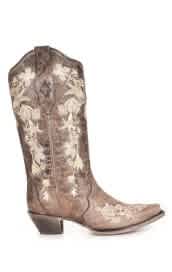 Corral Ladies Stud & Flowered Emb. & Crystals Boots (A3572)