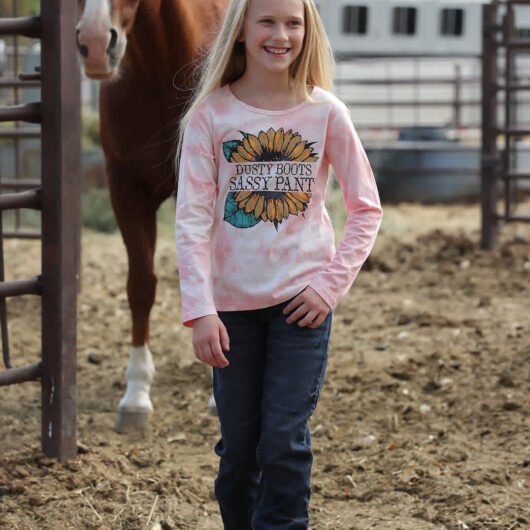 Cinch Girls Youth -PInk_ Sassy Pants L/S Tee (CTK8730001)
